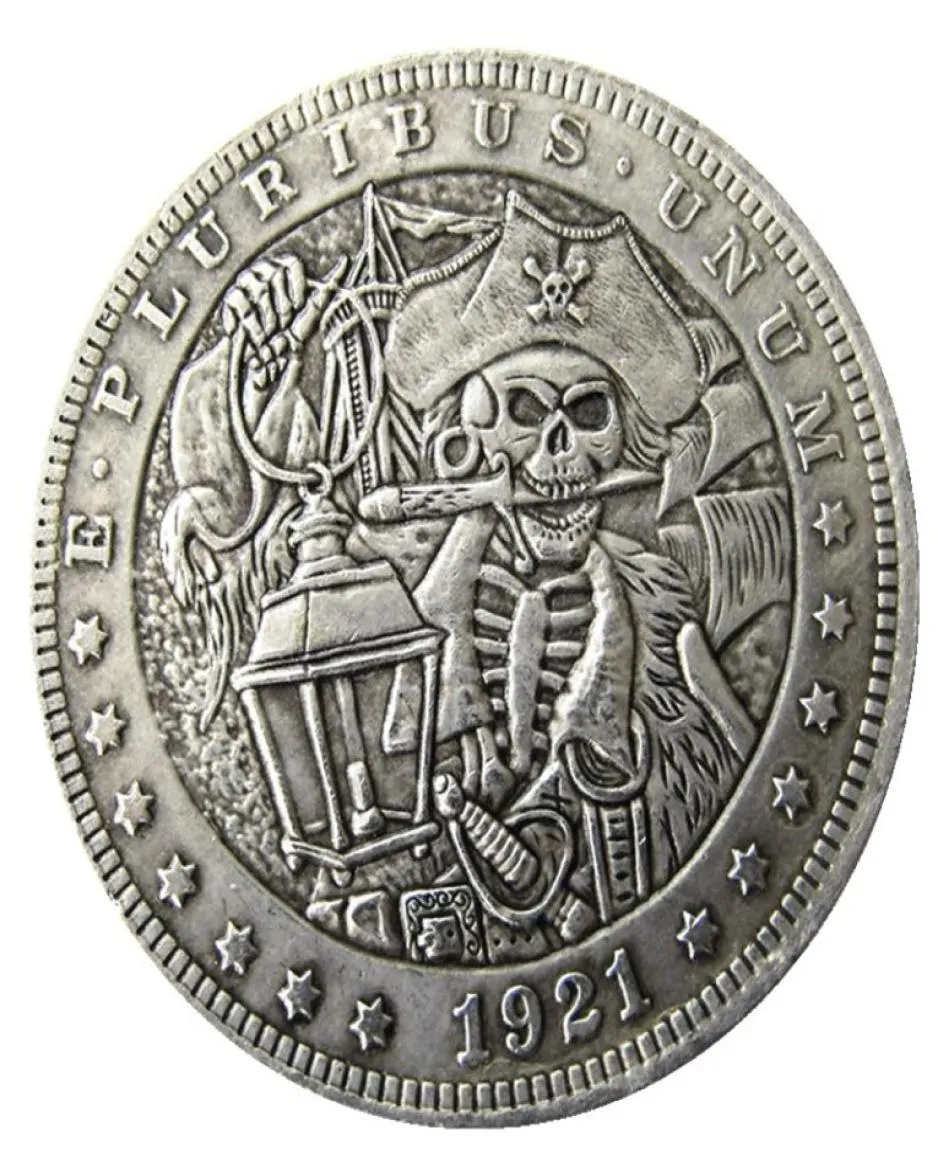 HB16 Hobo Morgan Dollar Skull Zombie Skeleton Copys Coins Ornamentos de artesanato de latão Acessórios para decoração de casa6510201