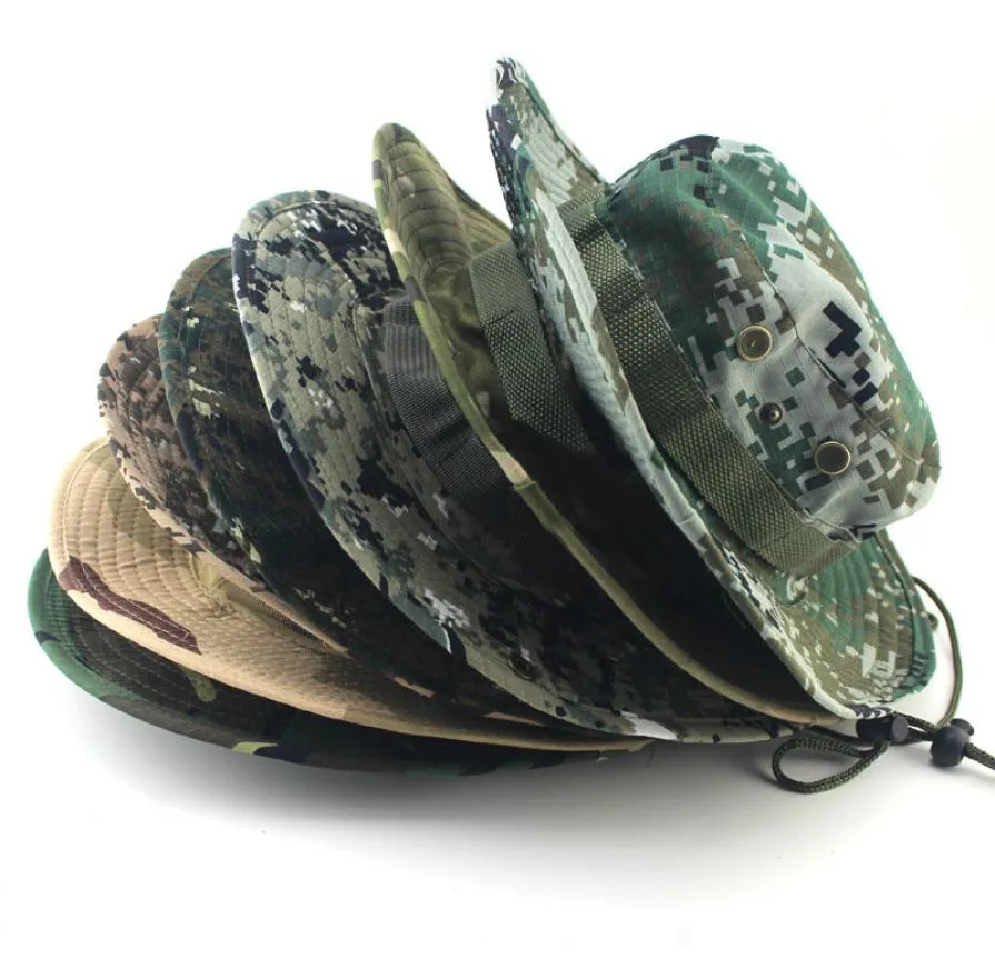 Wędkarstwo HATS HATS Camouflage taktyczny czapka boonie hat US Army Camo Men Outdoor Sport Sun Bucket Caps 60cm6722735