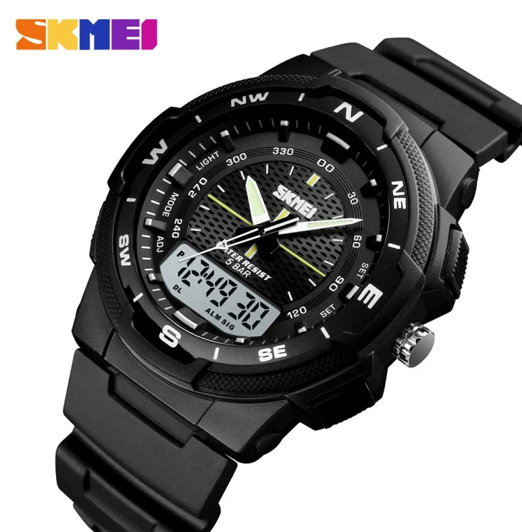 Skmei Hommes Watch Outdoor Sports Electronic Watch Man Watchs Militations Men Pu STRAP TRAVE