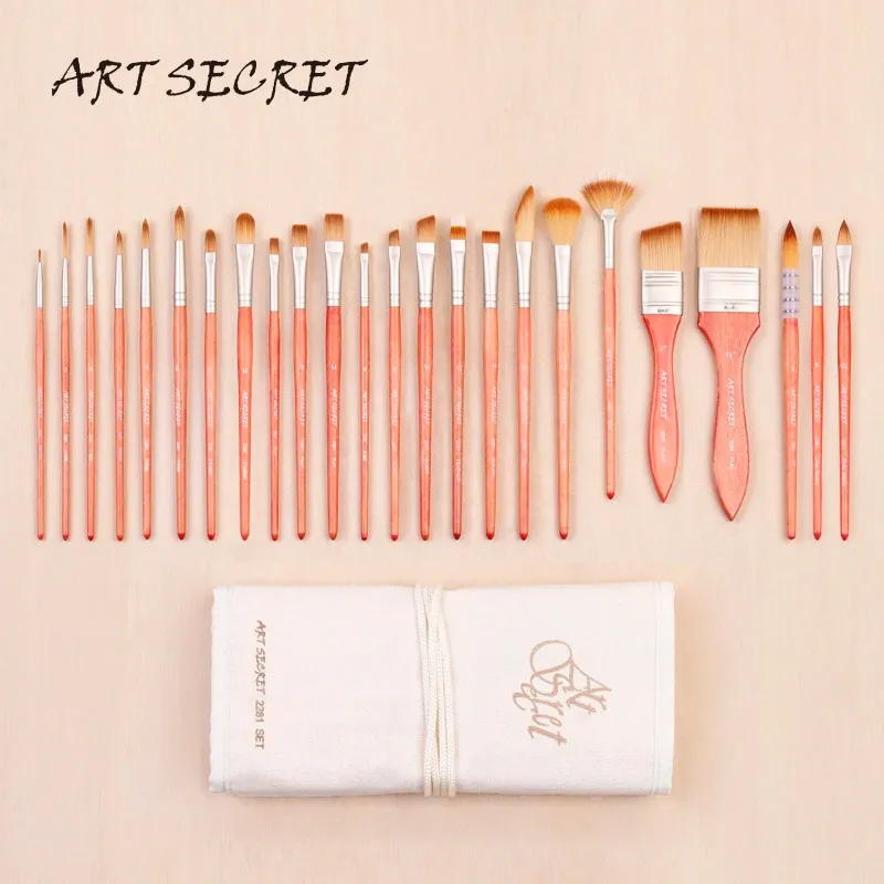 Brushes Artsecret 2281 24pcs Art Set акварельные щетки художественные с карандашом для акрилового и масляного рисунка.