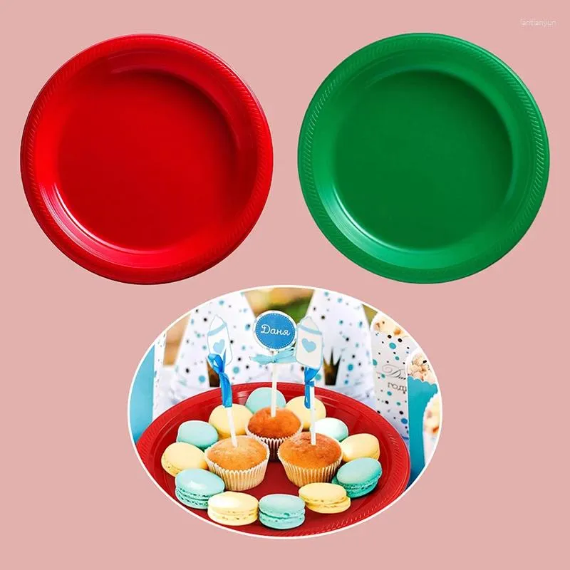 Dîne jetable 10 pcs Christmas Plastic Candy Snack Plaques de petit déjeuner Table Vérifiez les plateaux d'anniversaire Supplies de cuisine