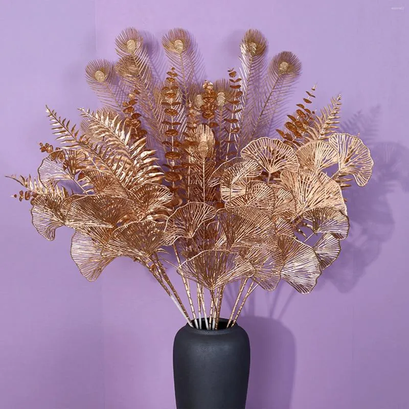 Decorative Flowers Artificial Three-dimensional Ginkgo Leaf Plastic Simulation Gold Leaves Plant Valentine's Day Wedding Party Home