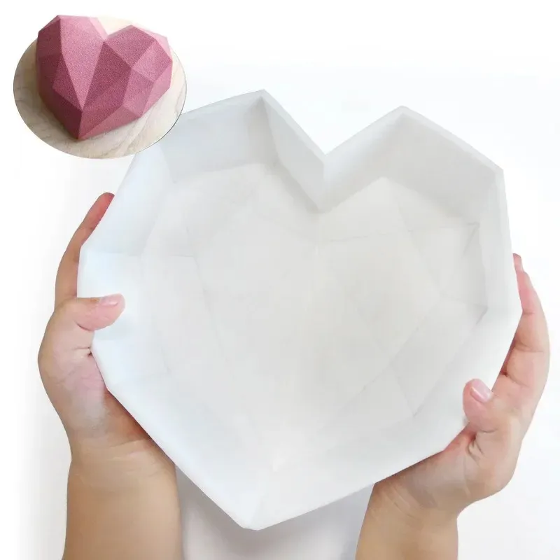 Kalp Şekleli Silikon Kek Kalıp Silikon Pişirme Tavası Pasta 3D Elmas Kalp Kalıp Muskesi Çikolata Silikon Hamur Pastası Kalıpları
