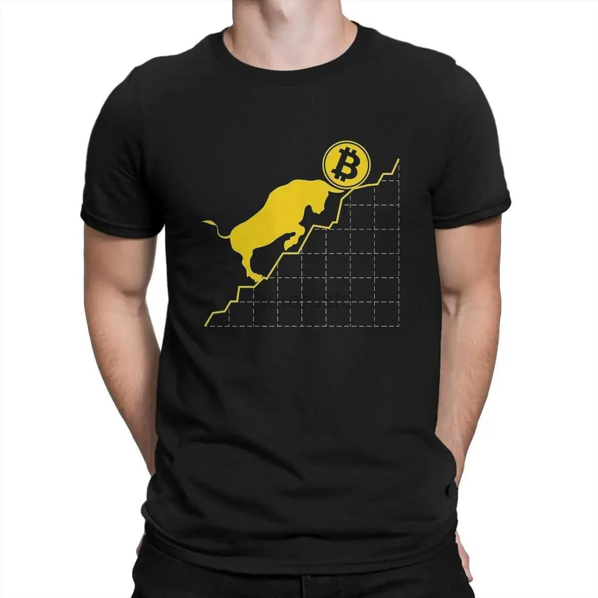 Herren-T-Shirts einzigartiger Bulle und das Bitcoin-Symbol Crypto Währung T-Shirts für Männer Crew Hals 100% Baumwoll-T-Shirts Kryptowährung Kunst kurz 2445