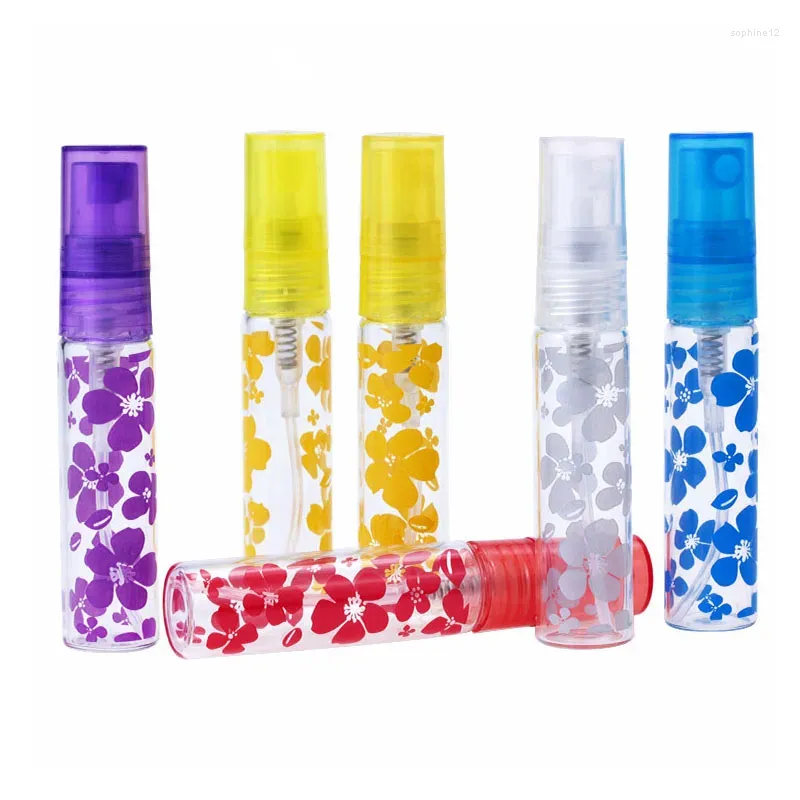 Bouteilles de rangement 5pcs 5 ml mini rechargeable portable VICH VIE VIE PERFUME Bouteille avec échantillon de fleur d'impression Parfum