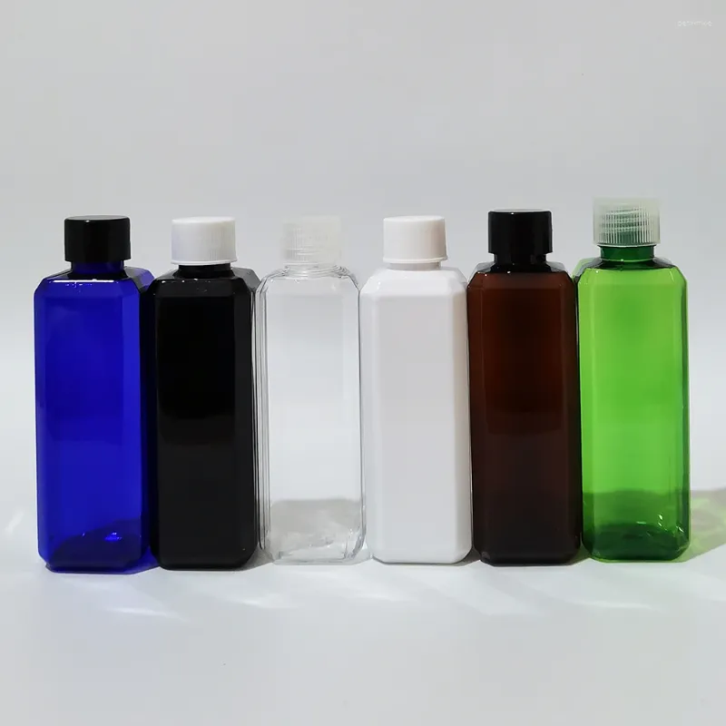Speicherflaschen 50pcs 100 ml leere Körperpflege Plastikkosmetik mit Schraubenkappen farbig Shampoo Quadrat Pier Flaschenbehälter