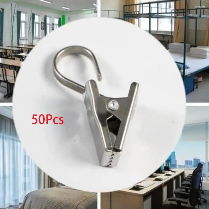 Hooks 50 PCS 430 roestvrijstalen gordijn haakband Clip Praktisch zilver voor buitenstringlampen sterk lagercapaciteit