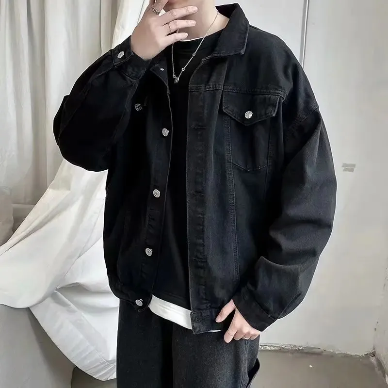 Black Denim Jacket Mens: Short Jean Coat Windbreaker From
