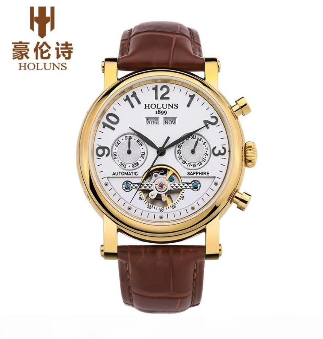 Designer Watches Automatic Mechanical Men Watch met Fashion Leather Riem Top Luxury Business Retro Skeleton Stainless Steel2594864