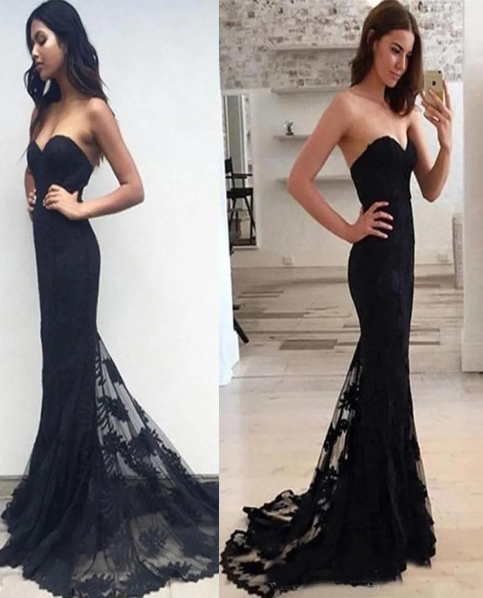 Sweetheart Black Lace Prom Dresses Mermaid Custom Made Long Party Dress Outfit Clothing Women Cheap Evening Gowns2988837