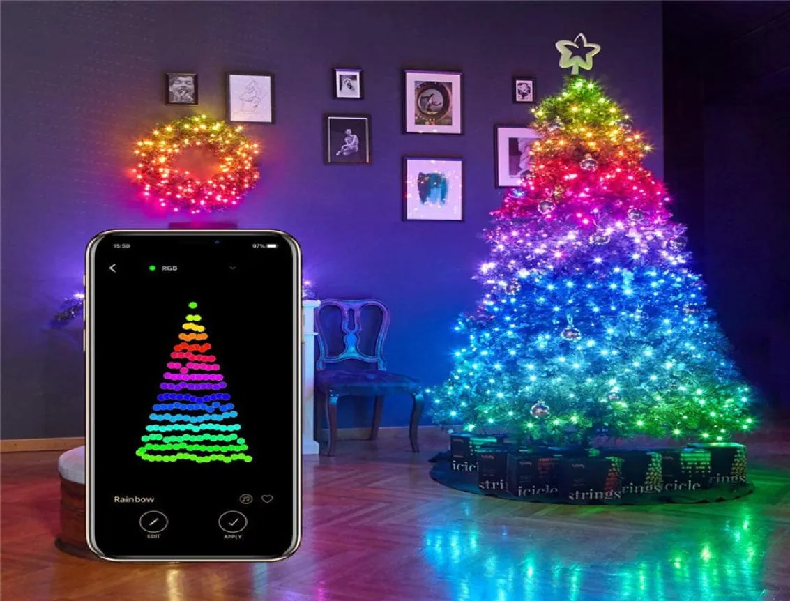 Décorations intelligentes Couleur Colorful LED LUMIRES APPLES COMMANDES LUMIÈRES COMMANDES AVEC 250 LIGNES LED LIGHTE DE NOIT9512594