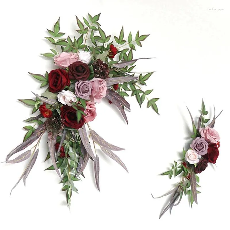 Fleurs décoratives jfbl 2pcs mariage arc décoration coin fleur fleur arrangement de fête à la maison rangée artificielle