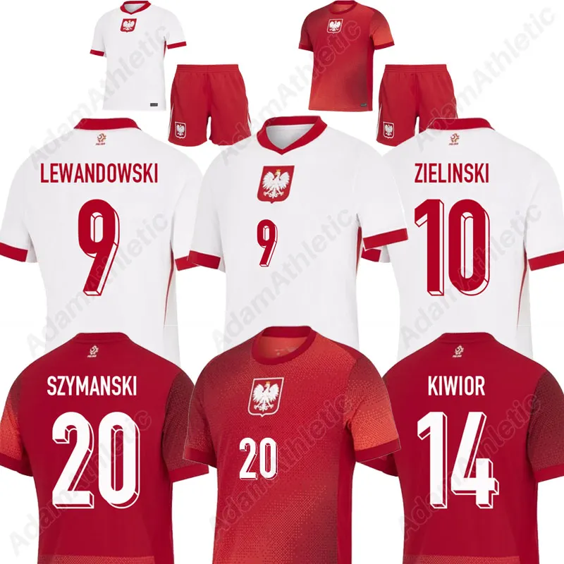 Polska Lewandowski 축구 유니폼 2024 Zielinski Bednarek Szymanski Polska 축구 셔츠 Kiwior Zalewski Piatek Moder Jersey 24 25