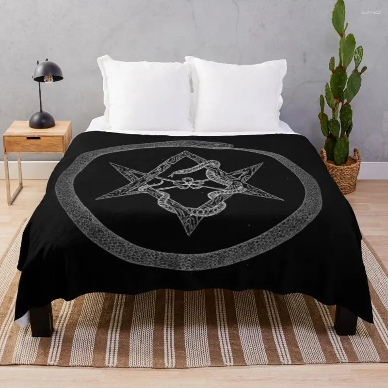 Blankets Occult Serpent Ouroboros Throw Blanket Plush Semi-Toral Synthetic Skin