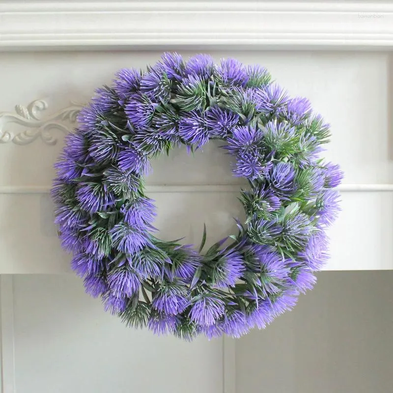 Planche de fenêtre de fleurs décorative avec couronne artificielle fleur de fleur de la lavande violette mur suspendu à la maison fil atmosphère pour les couronnes