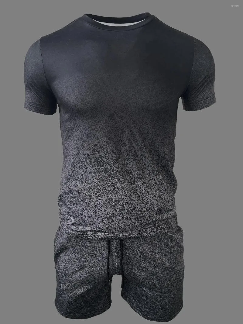 Herrspårar Summer T-shirt 3 D Printing Set Fashionable Topshorts Fitness Leisure Sports Clothing