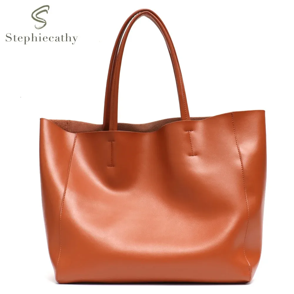 SC Luxury Brand Cow Leather Tote Bags Designer Cowhide Handbags Women Shoulder Bags Fashion Female Large Capacity Liner Bag 240401