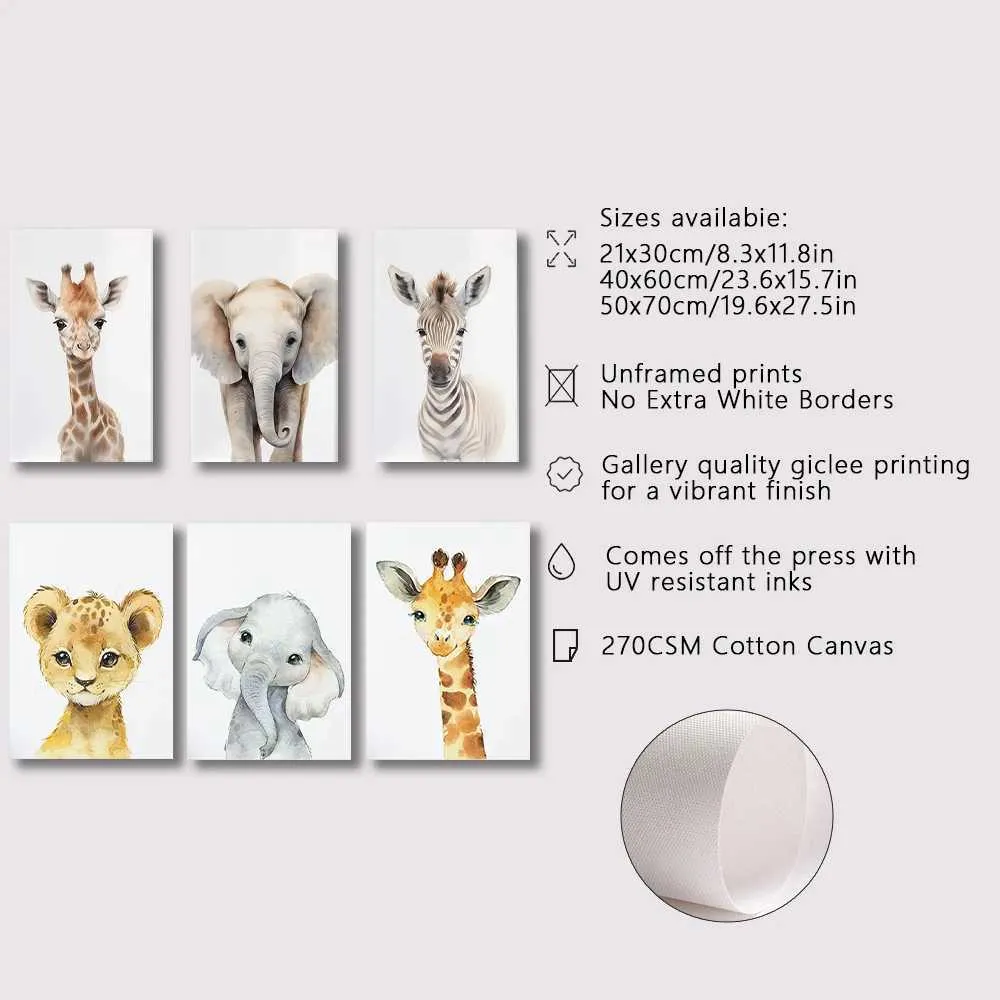 Decoración De Guarderías De Safari, Conjunto De 3 Estampados De Animales De  La Jungla, Arte De, image size:1000x1000