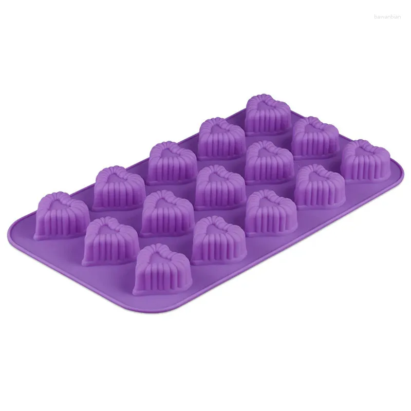 Baking Moulds 15 Cups Love Heart Shape Silicone Chocolate Mold DIY Candy Ice Mould Tool Wedding Party Cake Decor