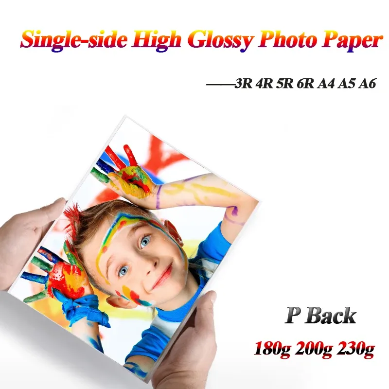 Kağıt Fotoğraf Kağıdı 3R 4R 5R 5R A4 A5 A6 100 Mürekkep püskürtmeli yazıcı için 100 sayfa yüksek parlak fotoğrafik kaplamalı baskı kağıdı