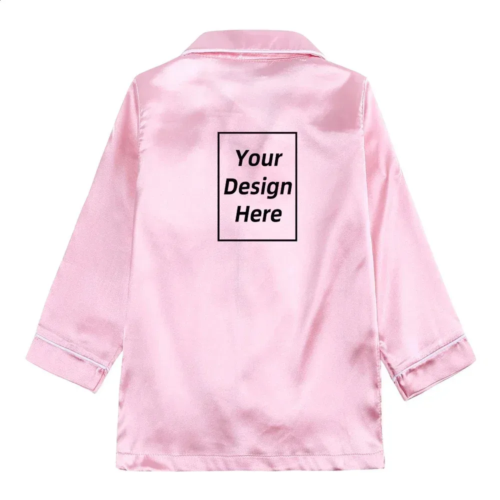 2024 Children Silk Satin Polyester Pajamas Round Neck Full Sleeve