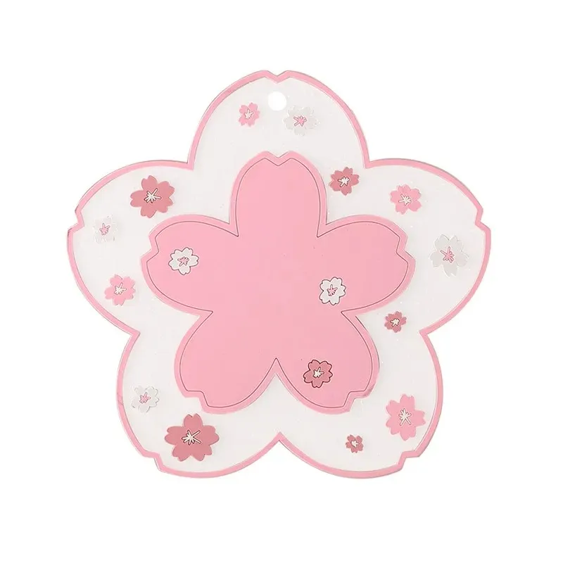 Estilo japonês estilo cereja flor de flor de mesa de mesa de silicone tapa menina coração