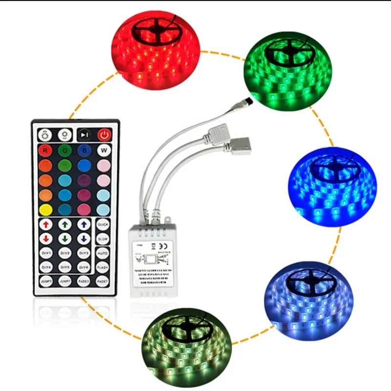 2024 LED -Controller 44 Tasten LED IR RGB Control Box 1 bis 2 Controller IR Remote Dimmer DC12V für RGB 3528 5050 LED -Streifenleuchten für RGB LED