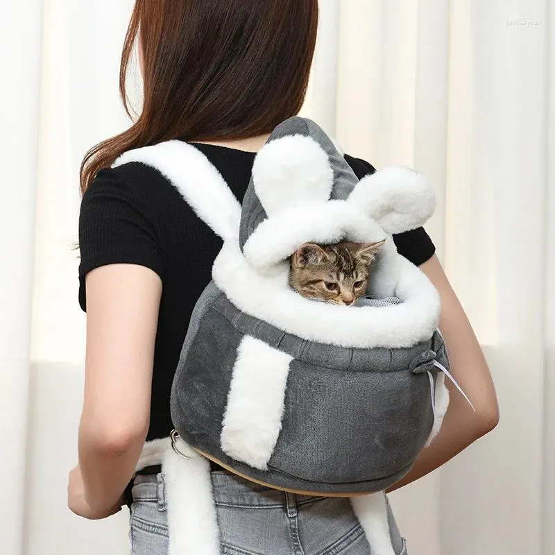 Cat dragers Pet Carrier Bag kleine honden rugzak winter warme zachte pluche huisdieren kooi wandelen buiten reiskitten hangende borst