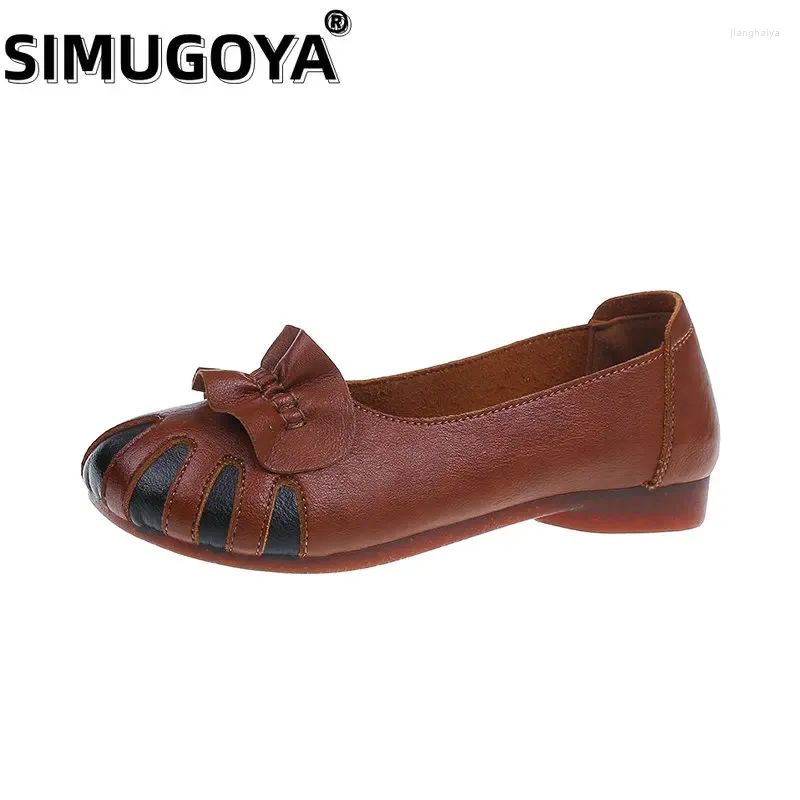 Chaussures décontractées Simugoya Locs pour femmes en cuir plat confortable confortable sans glissement Ballet Zapatos Planos Mujer 35-41