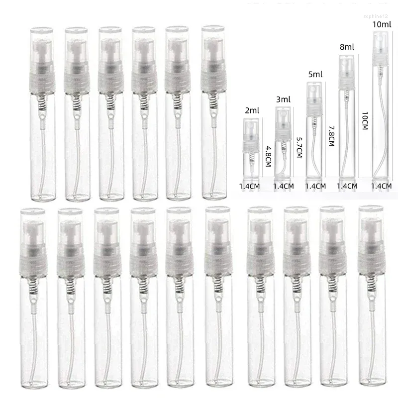 Lagringsflaskor 50 st tom 2 ml-10 ml klart glas parfym mini spray doft doft prov containrar kosmetika atomizer