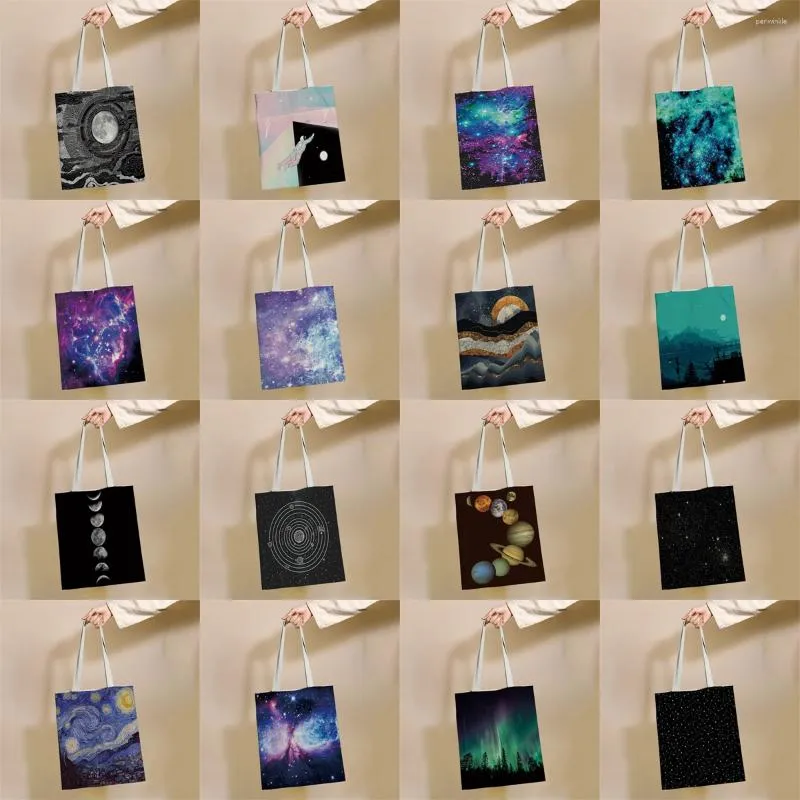 Stume di stoccaggio Fantastico pianeta universo MODULE RIUSIBILE SACCHE SHOTTURA CANVAS TOTE PRINT