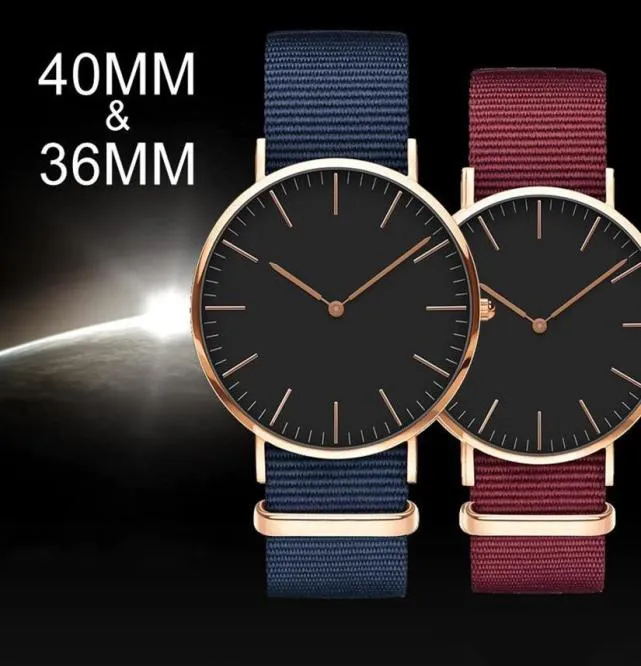 2022 NYA MENSKA KVINNA Titta på DW Quartz Fashion Casual Watches Daniels Nylon Strap Clock26281857756