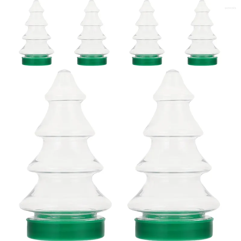 Storage Bottles 6 Pcs Container Candy Bottle Plastic S Caps Christmas Tree Jar Pet Xmas Cookie Box