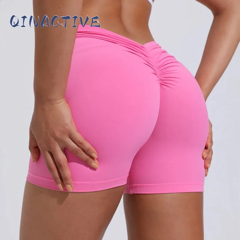 Qinactive Vback Shorts Womens Clothing Gym Cycling Short ActiveWear Tear Alto Elástico Fitness Leggings 240401