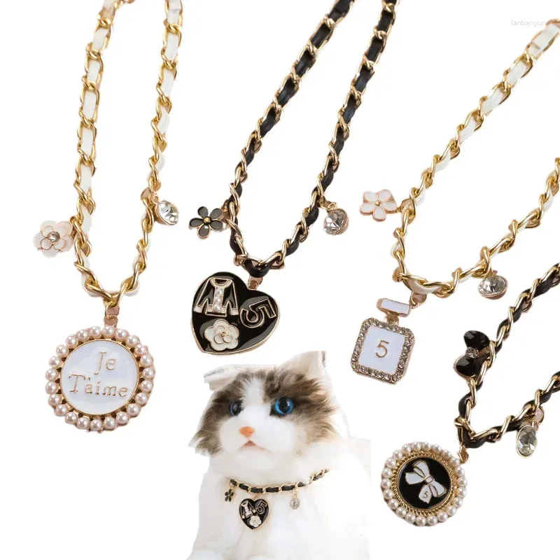 Obroże dla psów Pearl Kołnierz Rhinestone PU Skórzane Pet Pet dla psów Kot Puppy Kooth Akcesoria