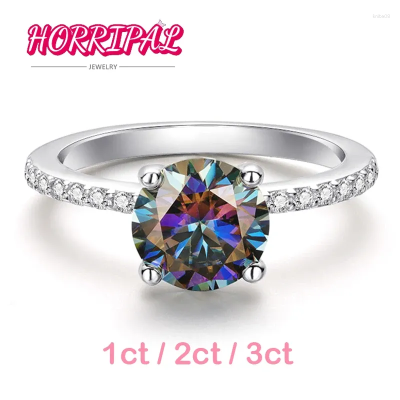 Cluster anneaux horripaux tendance colorés bleu ringanite anneau 4 style s925 argent sterling 18k plaqué réel labaire diamant gra gemme femme