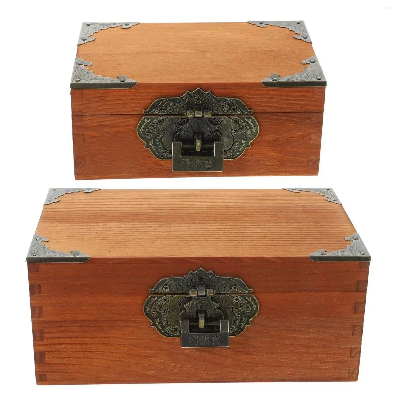 Miski 2 szt. Trinket Case Dekoracyjne do przechowywania biżuterii drewniane kontener organizator skarb