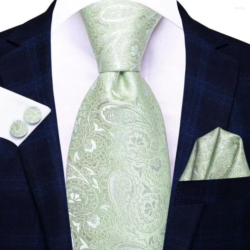 Бабочка Green Paisley 2024 Fashion Brand для мужчин свадебная вечеринка, набор горловых запонок подарок оптом Hi-Tie