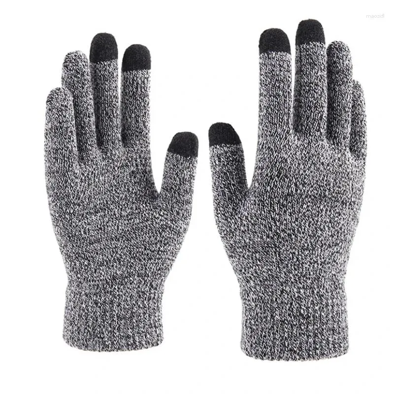 Gants de cyclisme d'hiver les hommes tricotés chauds full doigts tactile