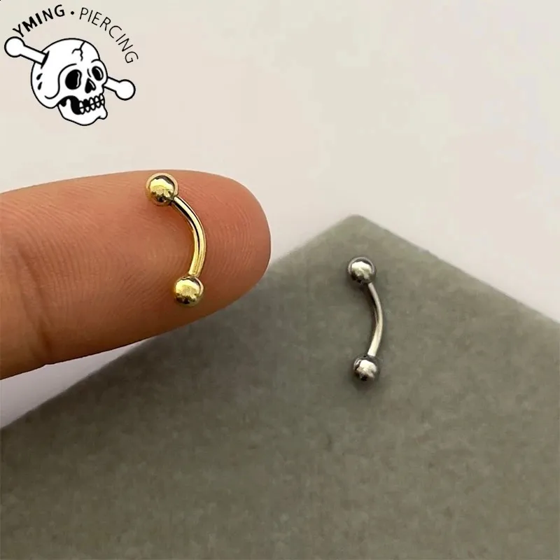 Barra De Cejas Curvada De Titanio Grado G23 - Piercing 16g (1.2mm), Longitud 6/8/10mm, Sin Piedras