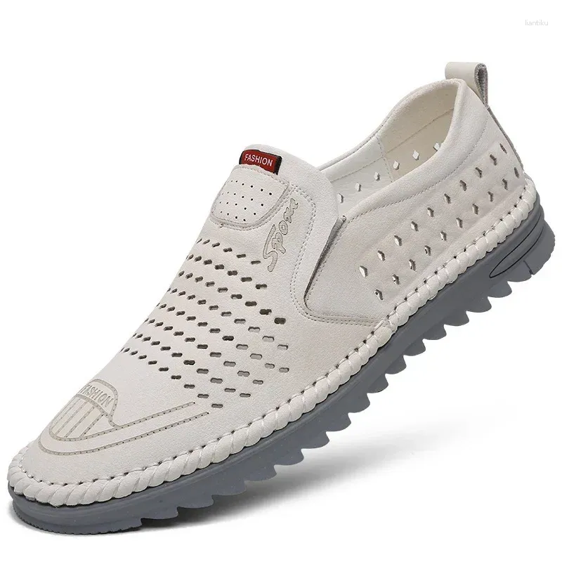 Casual Shoes Men Leather Sneakers Dress For Man High Quality Italian White Slip On Male Business