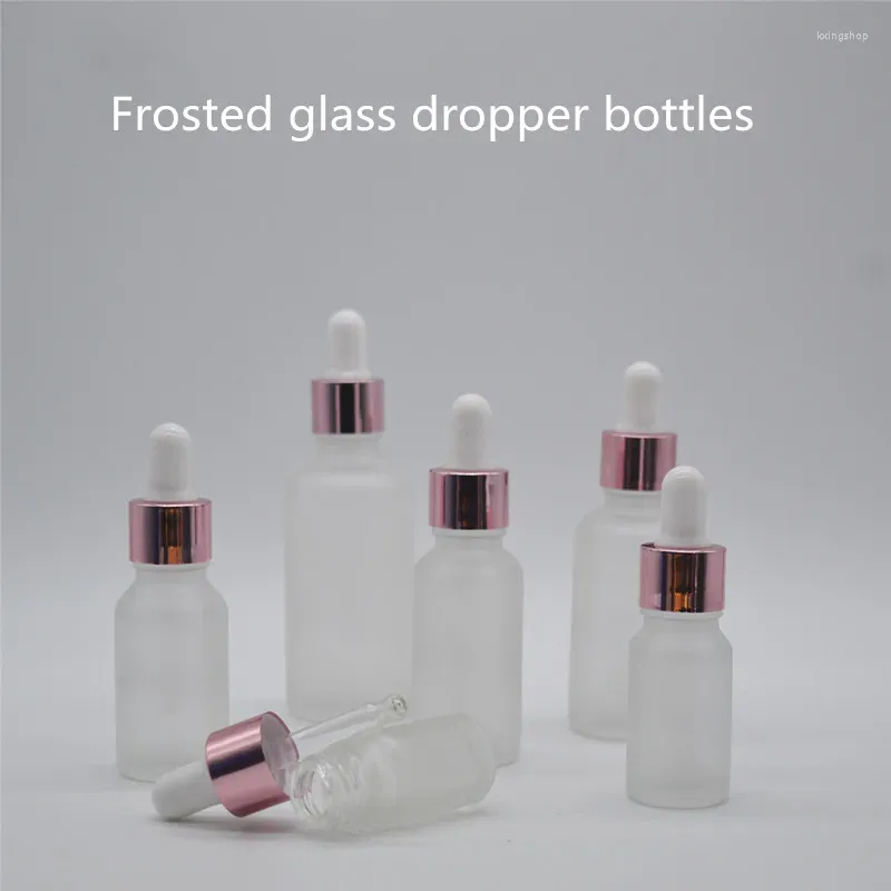 保管ボトル5 -100mlフロストガラスドロッパーボトルバイアル化粧品用のピペット付きエッセンシャルオイル