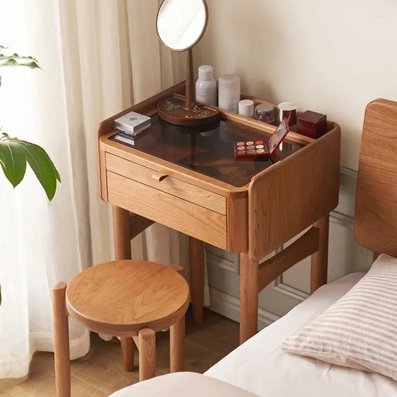装飾プレートモダンなミニマリストドレッサー小さなアパートベッドチェリーウッドメイクアップテーブル