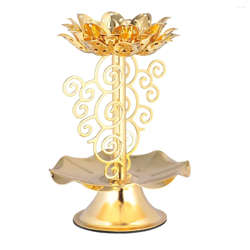 Candle Holders Taper Candles Golden Ghee Lamp Butter Holder Candlestick Oil Altar Supplies For Temples Home
