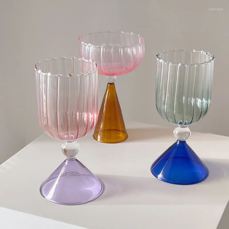 Verres à vin Gradient Couleur Verre Coupe Retro Champagne irrégulier Champagne Multicolore Café Milk Juice Tasses Home Kitchen Drinkware Supplies