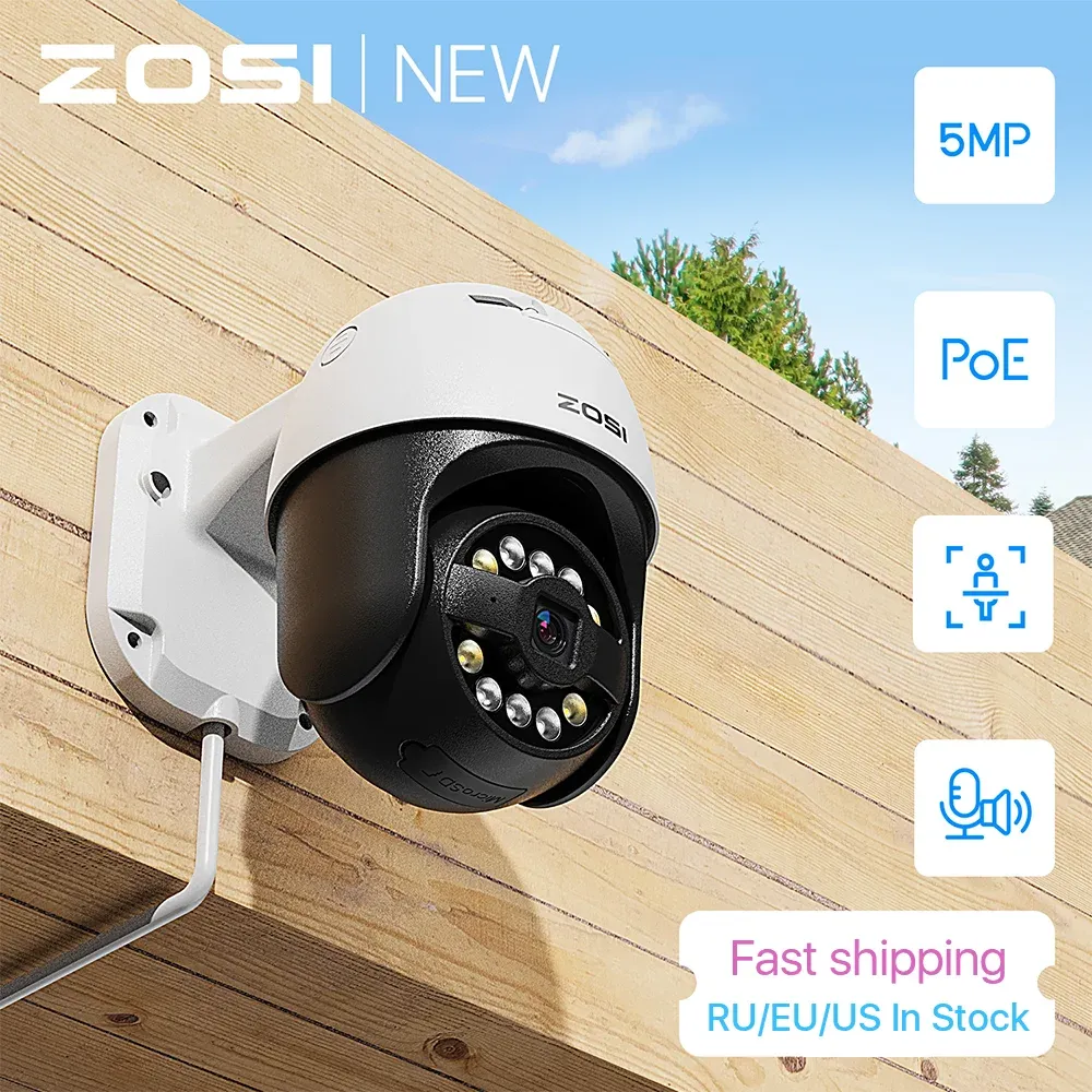 Cameras ZOSI C296 5MP 3K PoE PTZ IP Camera Outdoor with AI Face Human Vehicle Detect Starlight Night Vision Surveillance Security Camera