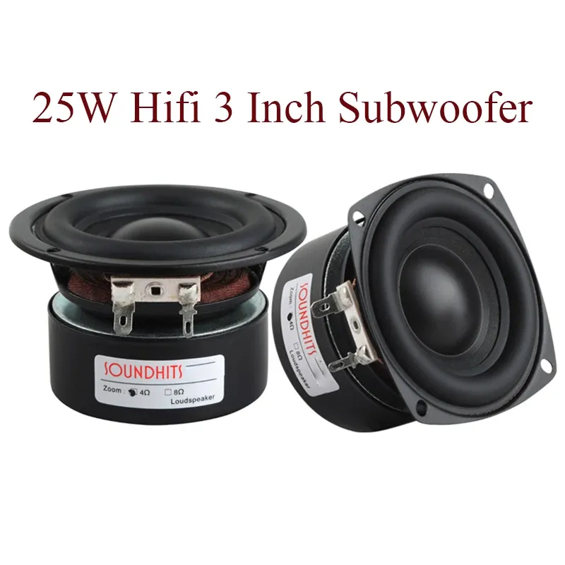 Subwoofer Aosibao Subwoofer de 3 polegadas 4 ohm 8 ohm 25w Hifi woofer alto -falantes grama na bacia de celulos