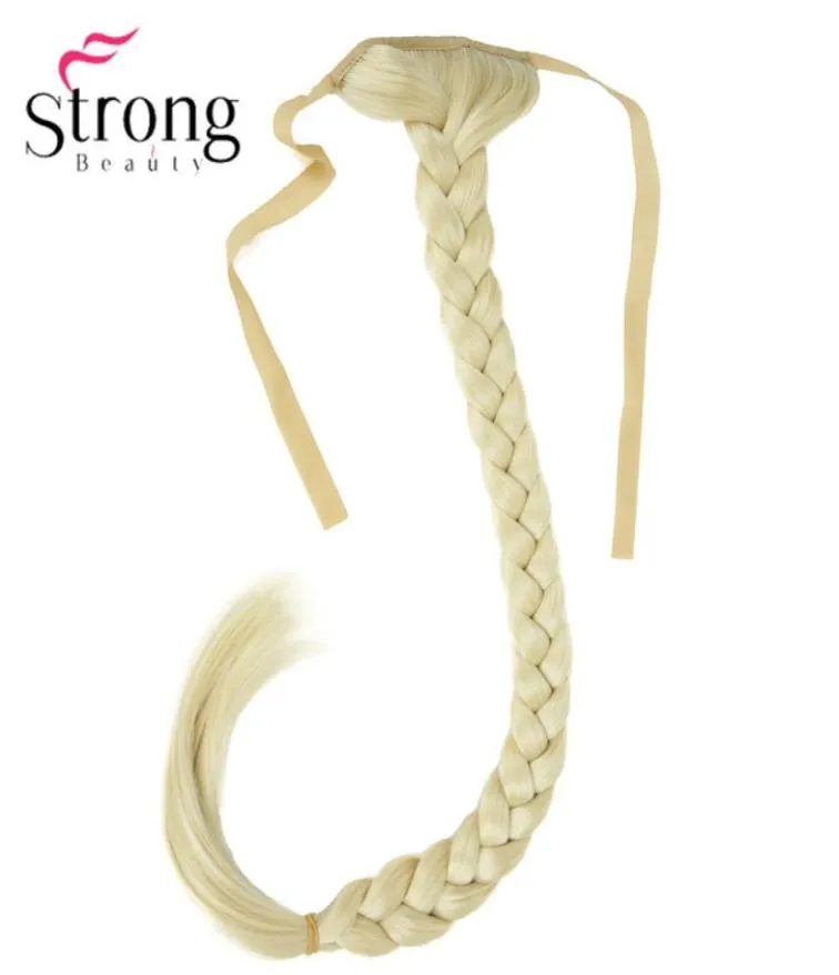 Strongbeauty Blonde Long Fishtail Braid Ponytail Extension Syntetiskt klipp i hårstycket Färgval 2102173003562