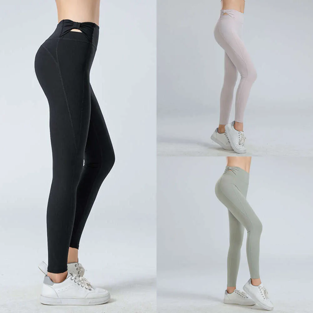 Lu Align Waist Pant Align Leggings High Women Sport Pant Hip Lifting Running Trousers Sexy Bowknot Workout Leggins Quick Dry Gym Fitness Tights Jogger Lemon Woman Lad