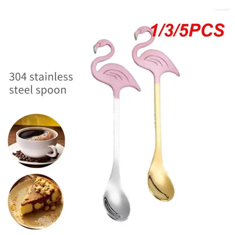 Skedar 1/3/5st Creative Flamingo Coffee Spoon rostfritt stål kaka gelé dessert glass skopa te soppa omrörning av bordsartiklar